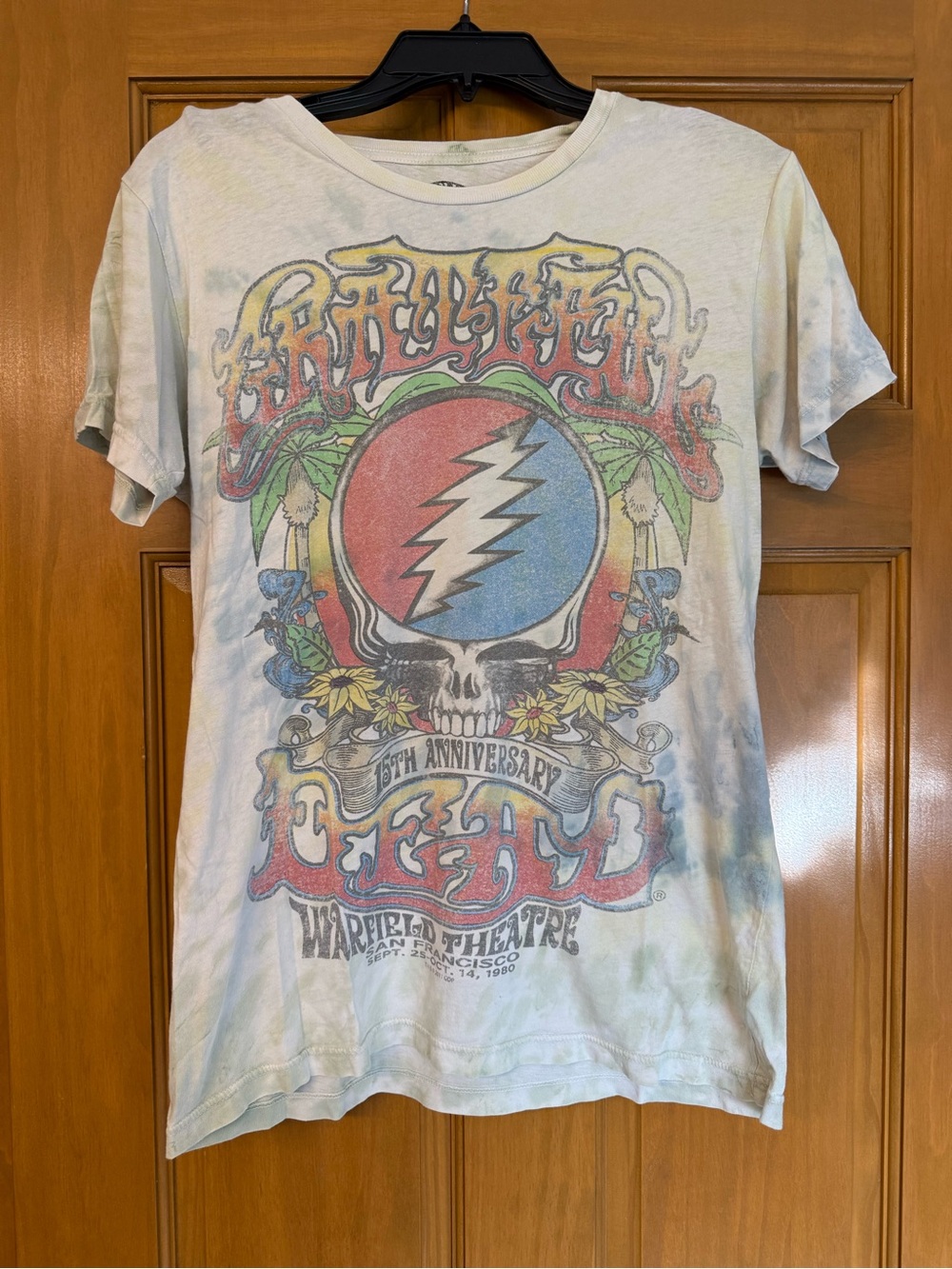 Grateful Dead Black Logo Print on Off-White Tee